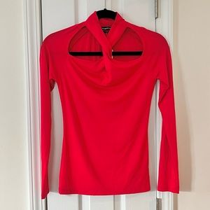 🌻NWT Bebe Twist Neck Red Knit Long Sleeve Top